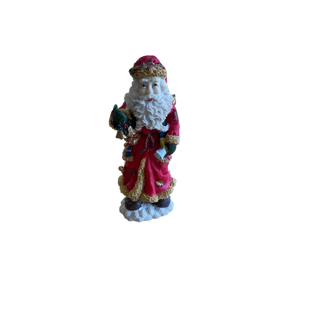 Vintage Resin Santa Claus Figurine Red Robe Christmas Decor 5 Inch